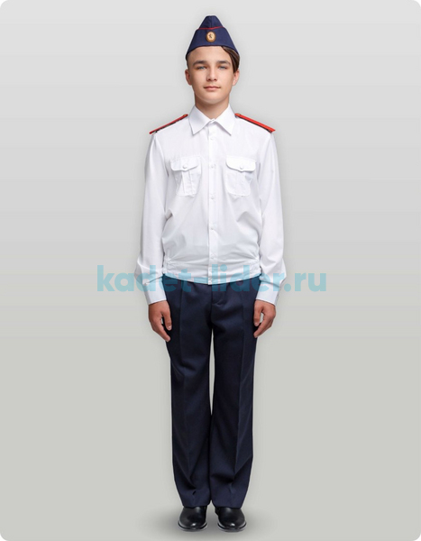 Брюки для кадета из полушерсти (синие с красным кантом)
